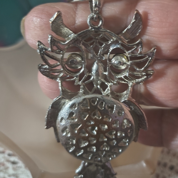 Silver Tone Owl Bling Purse Charm Or Key Chain Pendant Repurposed Jewelry - Picture 3 of 3